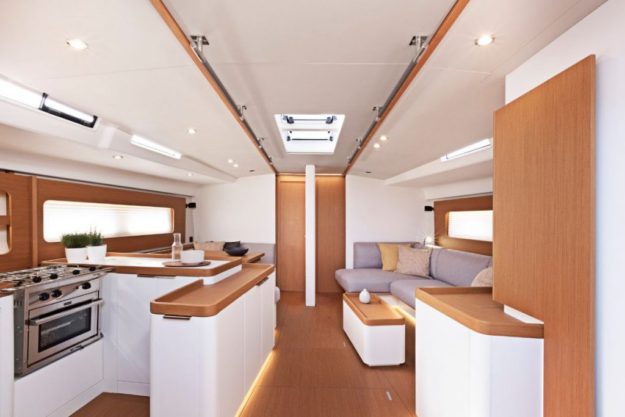 Oceanis Yacht 54 with the First Yacht 53 salon Beneteau Oceanis Yacht 54 Interior Option Dinette Table
