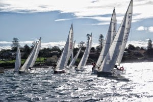 J/24 sailboats- sailing off Sydney, Australia