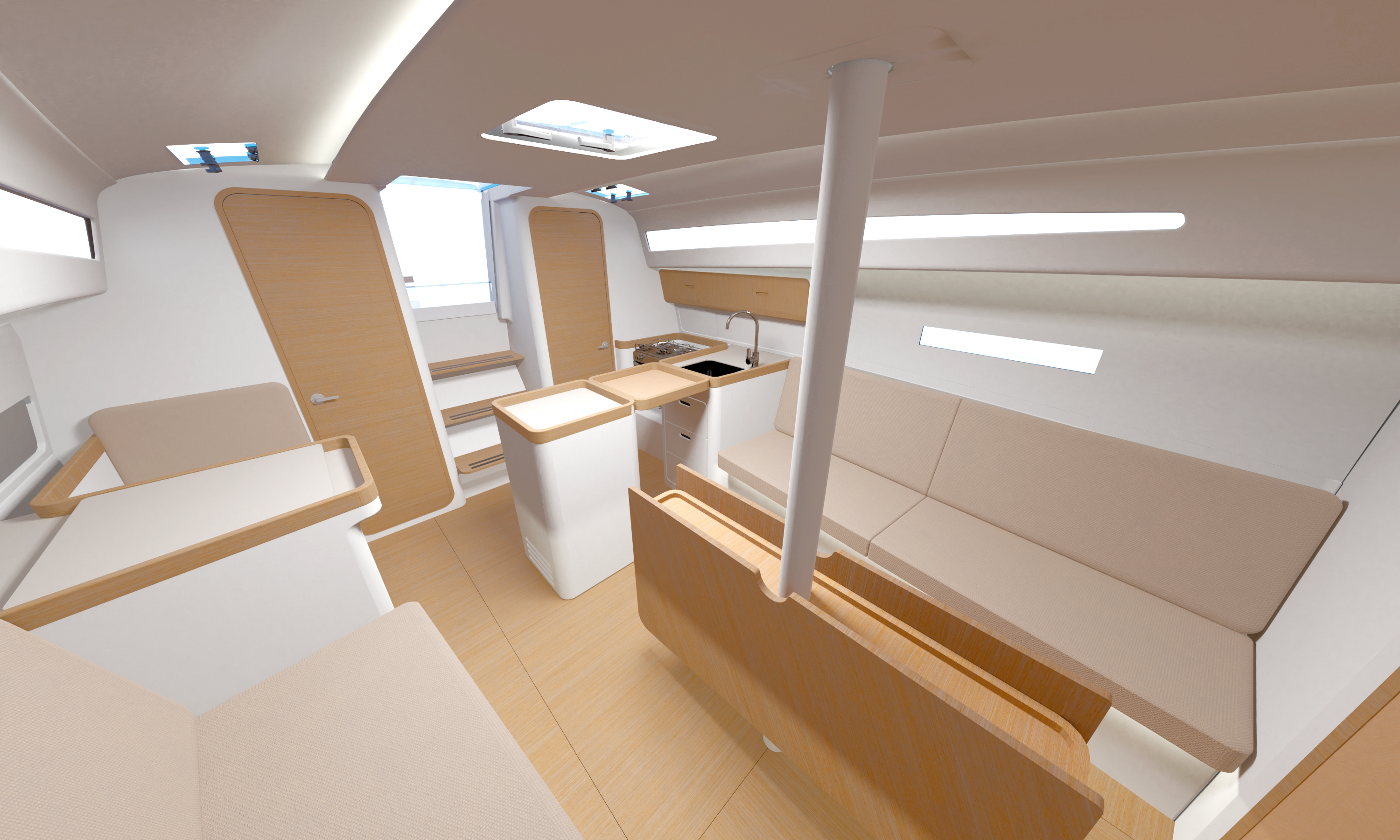 Beneteau FIRST 36 salon looking aft drawing