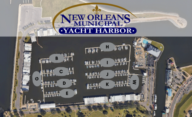 NOMYH Dock Map, Slip Chart, New Orleans Municipal Yacht Harbor